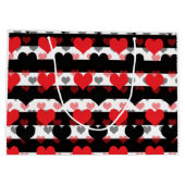Schwarze rote Liebe mit Schwarz-weißen Streifen Große Geschenktüte (Rückseite)