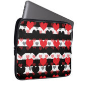Schwarze rote Liebe mit Schwarz-weißen Streifen Laptopschutzhülle (Vorne Rechts)