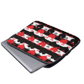 Schwarze rote Liebe mit Schwarz-weißen Streifen Laptopschutzhülle (Vorne Knopf)