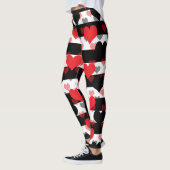 Schwarze rote Liebe mit Schwarz-weißen Streifen Leggings (Links)