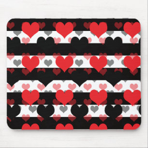 Schwarze rote Liebe mit Schwarz-weißen Streifen Mousepad