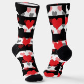 Schwarze rote Liebe mit Schwarz-weißen Streifen Socken (Gewinkelt)