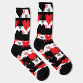 Schwarze rote Liebe mit Schwarz-weißen Streifen Socken (Rechts)