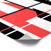 Schwarze rote Linien Formen auf weißem abstraktem  Poster (Ecke)