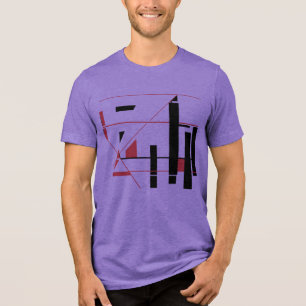 Schwarze rote Linien Formen Geometrisch MCM-inspir Tri-Blend Shirt
