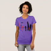 Schwarze rote Linien Geometric MCM inspiriert T-Shirt (Vorne ganz)