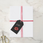 Schwarze rote Lippen freche Küsse Geschenkanhänger (Mit Garn)