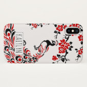Schwarze, rote Pfauenblüten und Kirschblüten Art N Case-Mate iPhone Hülle (Rückseite (Horizontal))