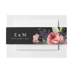 SCHWARZE ROTE ROSE EUCALYPTUS FLORA WATERCOLOR WED EINLADUNGSBANDEROLE