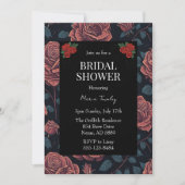 Schwarze Rote Rosen Blumendusche Einladung (Vorderseite)