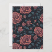 Schwarze Rote Rosen Blumendusche Einladung (Rückseite)