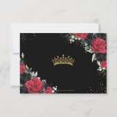 Schwarze Rote Rosen Blumengoldquinceñera Süße 16 RSVP Karte (Rückseite)