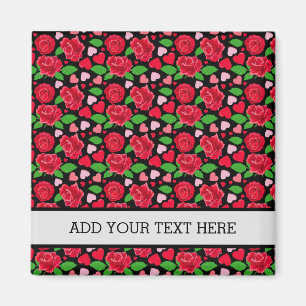 Schwarze rote Rosen Blumenliebhaber Herzen Magnet