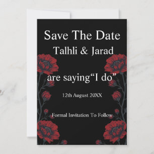 Schwarze & Rote Rosen Gothic Save The Date Einladung