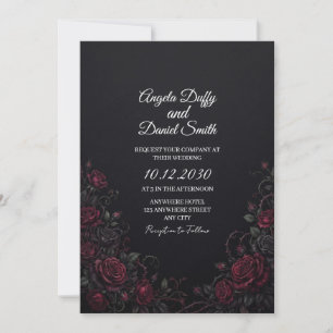 Schwarze rote Rosen Hochzeits-Einladung Einladung