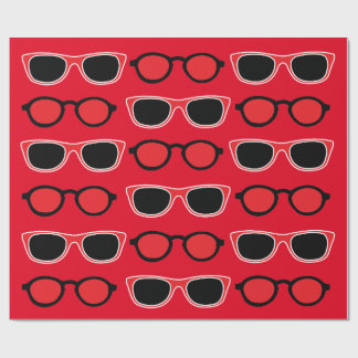 Schwarze rote Sonnenbrille Muster Geschenkpapier