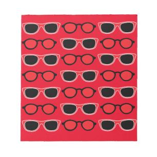 Schwarze rote Sonnenbrille Muster Notizblock