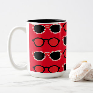 Schwarze rote Sonnenbrille Muster Zweifarbige Tasse