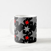 Schwarze, Rote und Weiße Sterne Kaffeetasse (Vorderseite Links)