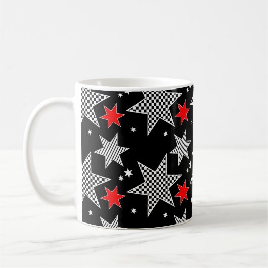 Schwarze, Rote und Weiße Sterne Kaffeetasse (Links)