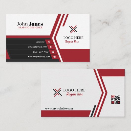 Schwarze, rote und weiße Visitenkarten 13 Pack mit Visitenkarte (Vorne/Hinten)