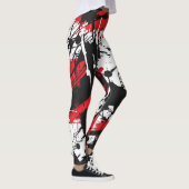Schwarze, rote, weiße abstrakte Kunst Leggings (Rechts)