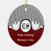 Schwarze, rote, weiße liebende Tauben-Initialen Keramikornament (Links)