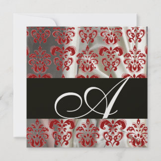 SCHWARZE, ROTE, WEISSE SILK DAMASK KLOTH MONOGRAM  EINLADUNG
