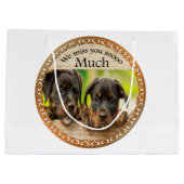 Schwarze Rottweiler niedliche Hunde mit traurigen Große Geschenktüte (Rückseite)