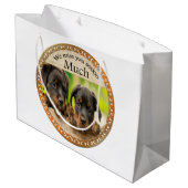 Schwarze Rottweiler niedliche Hunde mit traurigen Große Geschenktüte (Rückseite Schrägansicht)