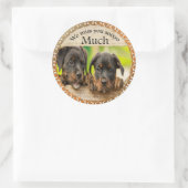 Schwarze Rottweiler niedliche Hunde mit traurigen  Runder Aufkleber (Tasche)