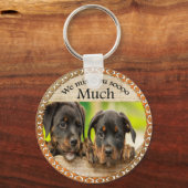 Schwarze Rottweiler niedliche Hunde mit traurigen  Schlüsselanhänger (Vorderseite)