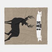 Schwarze Rotwild-Band-Monogramm-Fleece-Decke Fleecedecke (Vorderseite (Horizontal))