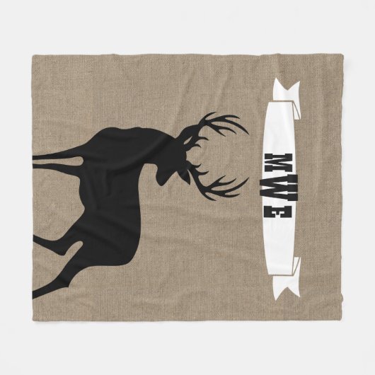 Schwarze Rotwild-Band-Monogramm-Fleece-Decke Fleecedecke (Vorderseite (Horizontal))
