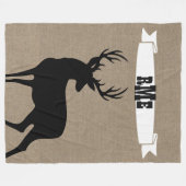 Schwarze Rotwild-Band-Monogramm-Fleece-Decke Fleecedecke (Vorderseite (Horizontal))