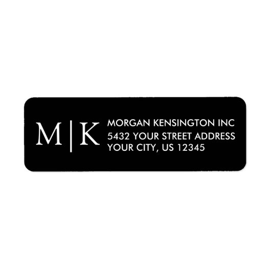Schwarze Rücksendeadresse für Monogramme oder Logo (Vorne)