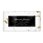 Schwarze Rücksendeadressen-Aufkleber aus Goldmarmo (Vorne)