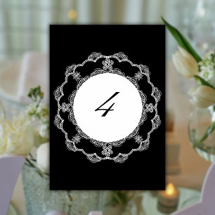 Schwarze & Runde Spitze Doily Old Money Retro Hoch Tischnummer