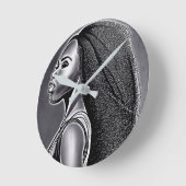 Schwarze. Runde Wanduhr (Winkel)