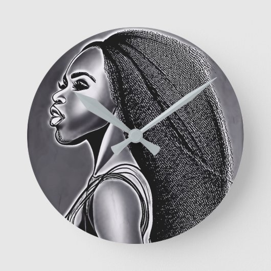 Schwarze. Runde Wanduhr (Vorderseite)