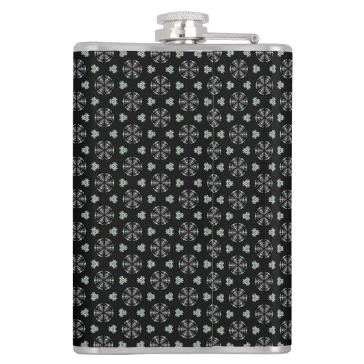 Schwarze Rundwangenflasche Flachmann (Rückseite)