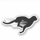 Schwarze Running Jaquar Contour Aufkleber (Vorderseite)