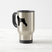 Schwarze russische Terrier-Silhouetten Reisebecher (Vorderseite Links)
