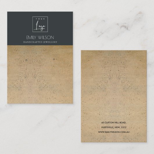 SCHWARZE RUST TERRACOTTA TEXTURE LOGO EARRING DISP VISITENKARTE (Vorne/Hinten)