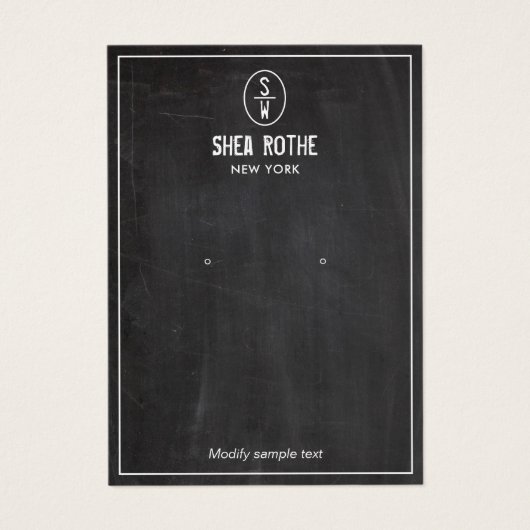 Schwarze Rustikale Briefmarke Monogram Earring Dis (Vorderseite)