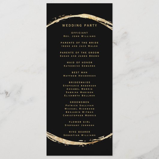 Schwarze Rustikale goldene Rahmen und Hochzeit Programm (Rückseite)