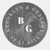 Schwarze Rustikale Holzkornstruktur Chic Winter We Runder Aufkleber (Vorderseite)