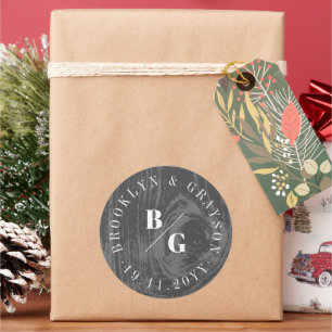 Schwarze Rustikale Holzkornstruktur Chic Winter We Runder Aufkleber