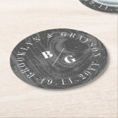 Schwarze Rustikale Holzkornstruktur Chic Winter We Runder Pappuntersetzer (Angewinkelt)