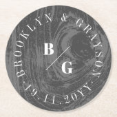 Schwarze Rustikale Holzkornstruktur Chic Winter We Runder Pappuntersetzer (Vorderseite)